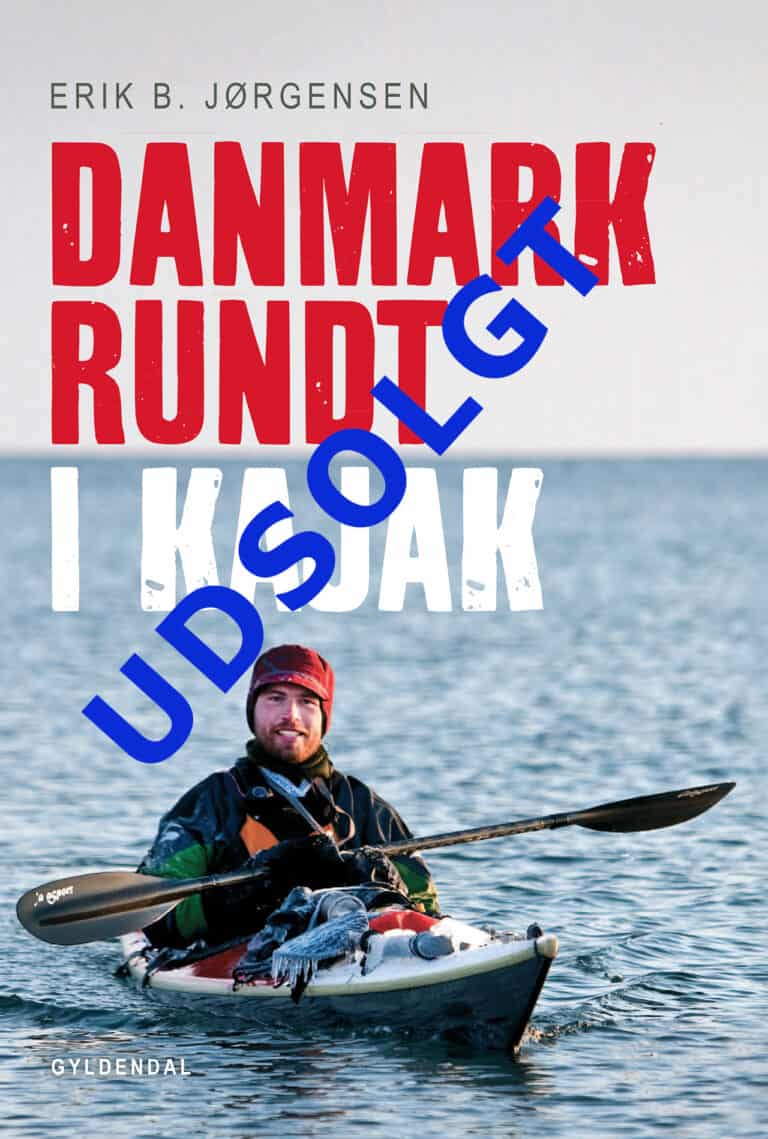 Bog: Danmark rundt i kajak, af Erik B. Jørgensen. Forside, UDSOLGT, bog. Findes som e-bog