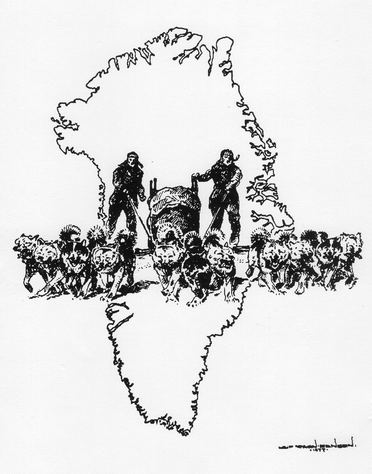 Slædepatruljen Sirius tegning, af Leif Ragn-Jensen 1977
