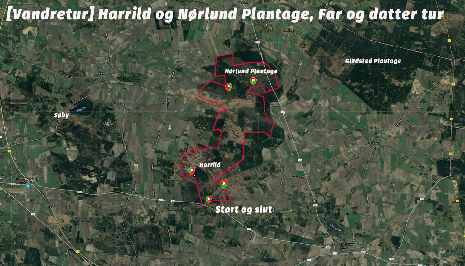 [Vandretur] Harrild og Nørlund Plantage, Far og datter tur, kort 5-9 april 2020