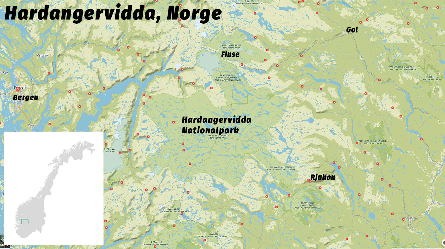 Hardangervidda, Norge, oversigtskort af Erik B. Jørgensen