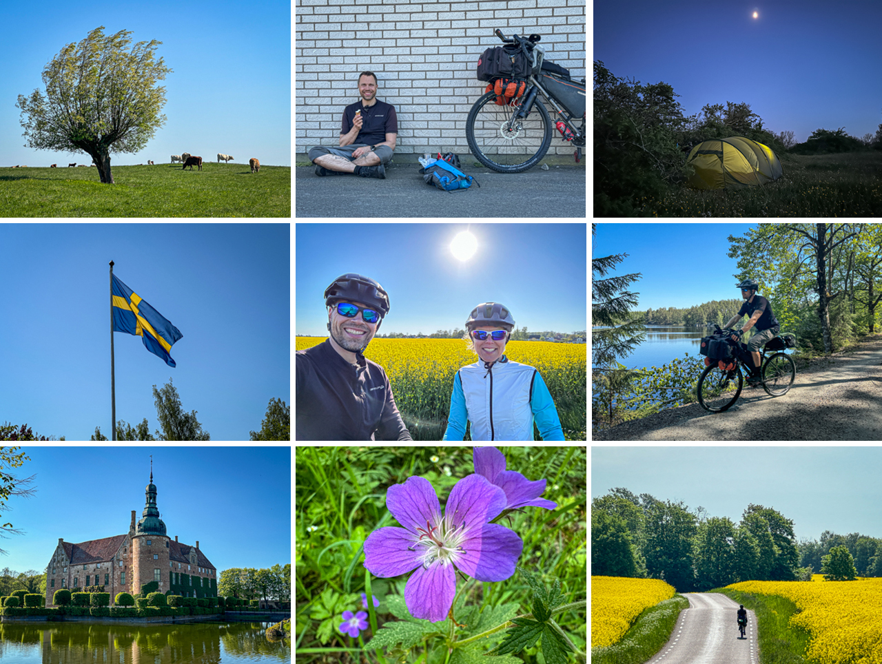 Cykeltur, Ystad, Olofström, Immeln, Kristianstad og retur [Mikroeventyr] collage af Erik B. Jørgensen