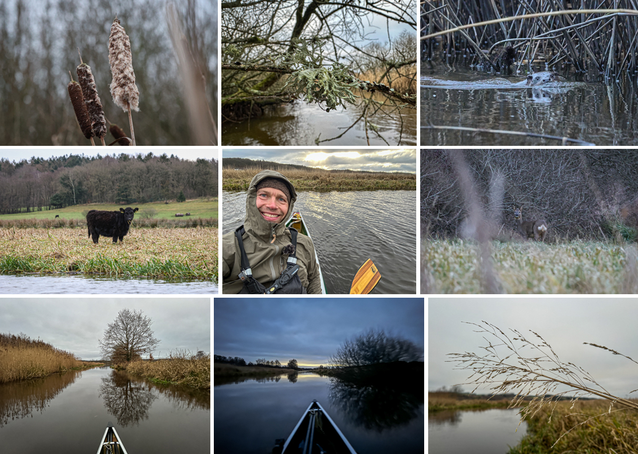 Nørreåen, kanotur [Mikroeventyr] Collage af Erik b. Jørgensen