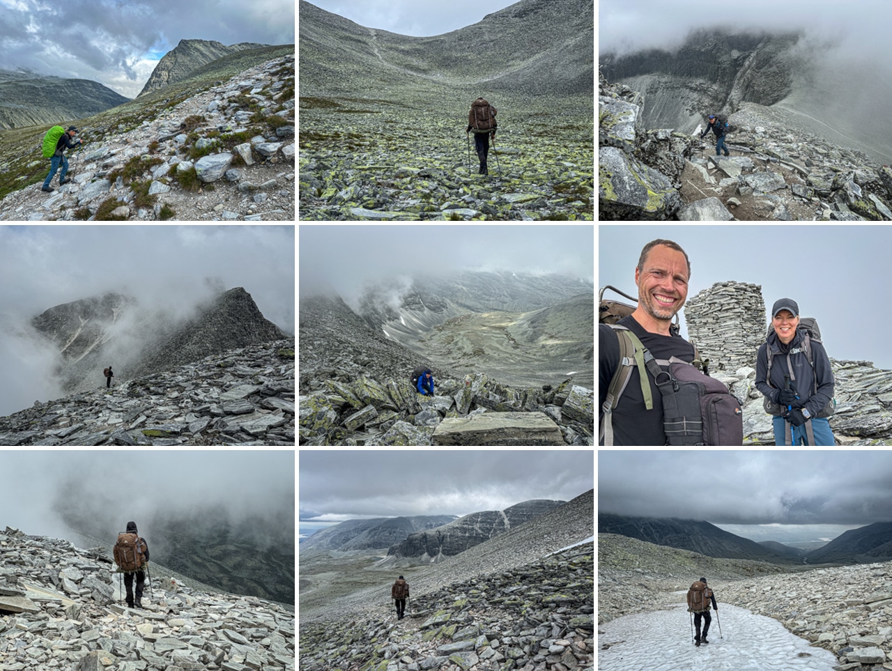 Vandretur i Rondane Nationalpark, Norge, collage Rondslottet af Erik B. Jørgensen