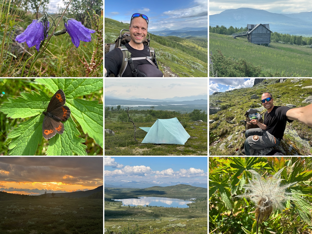 Vandretur, Norge, Langsua, Solo, collage fra turen af Erik B. Jørgensen