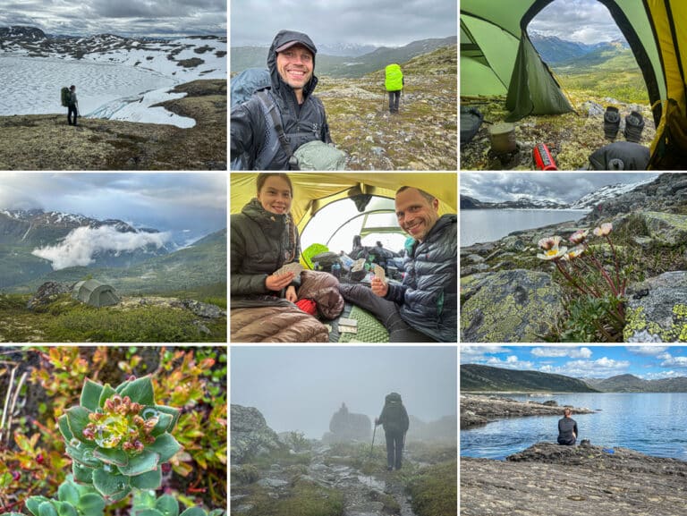 Vandretur ved Utladalen og Tyin, Norge, Far og datter tur, collage fra turen, af Erik B. Jørgensen