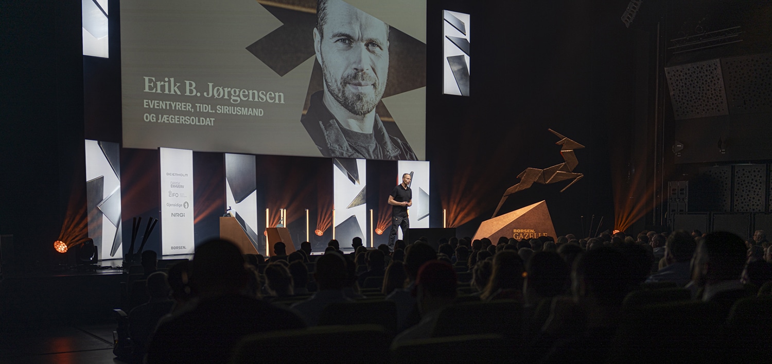 Erik B. Jørgensen holder motivationstalen, Børsen Gazelle 2025, Odense, foto Claus Lillevang