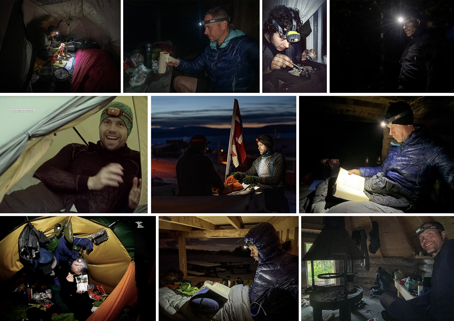 Valg af pandelampe til friluftsliv [Fif og råd] Collage, Erik B. Jørgensen på tur