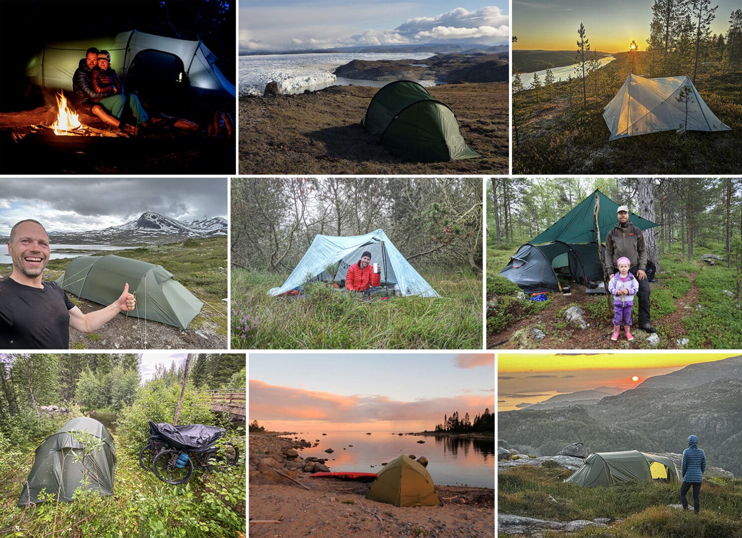 Valg af teltplads:lejrplads [Fif og råd] Collage af skønne teltpladser med Erik B. Jørgensen