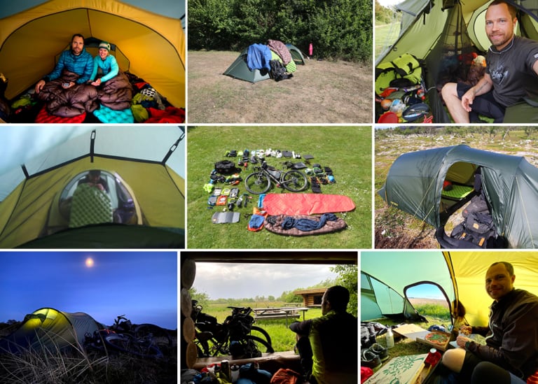 Collage af liggeunderlag på tur med Erik B. Jørgensen, fra indlægget Anmeldelse af oppusteligt liggeunderlag Comfort fra Sea to Summit, af Erik B. Jørgensen