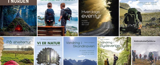 Billeder af flere forskellige bøger, fra indlægget Boganmeldelse: Danske bøger om friluftsliv 2019-2020, af Erik B. Jørgensen