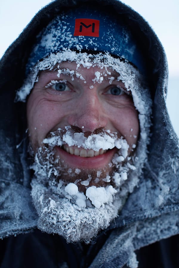 Billede af Erik B. Jørgensen med is i skægget under "2. Thule til Thule ekspedition" 
