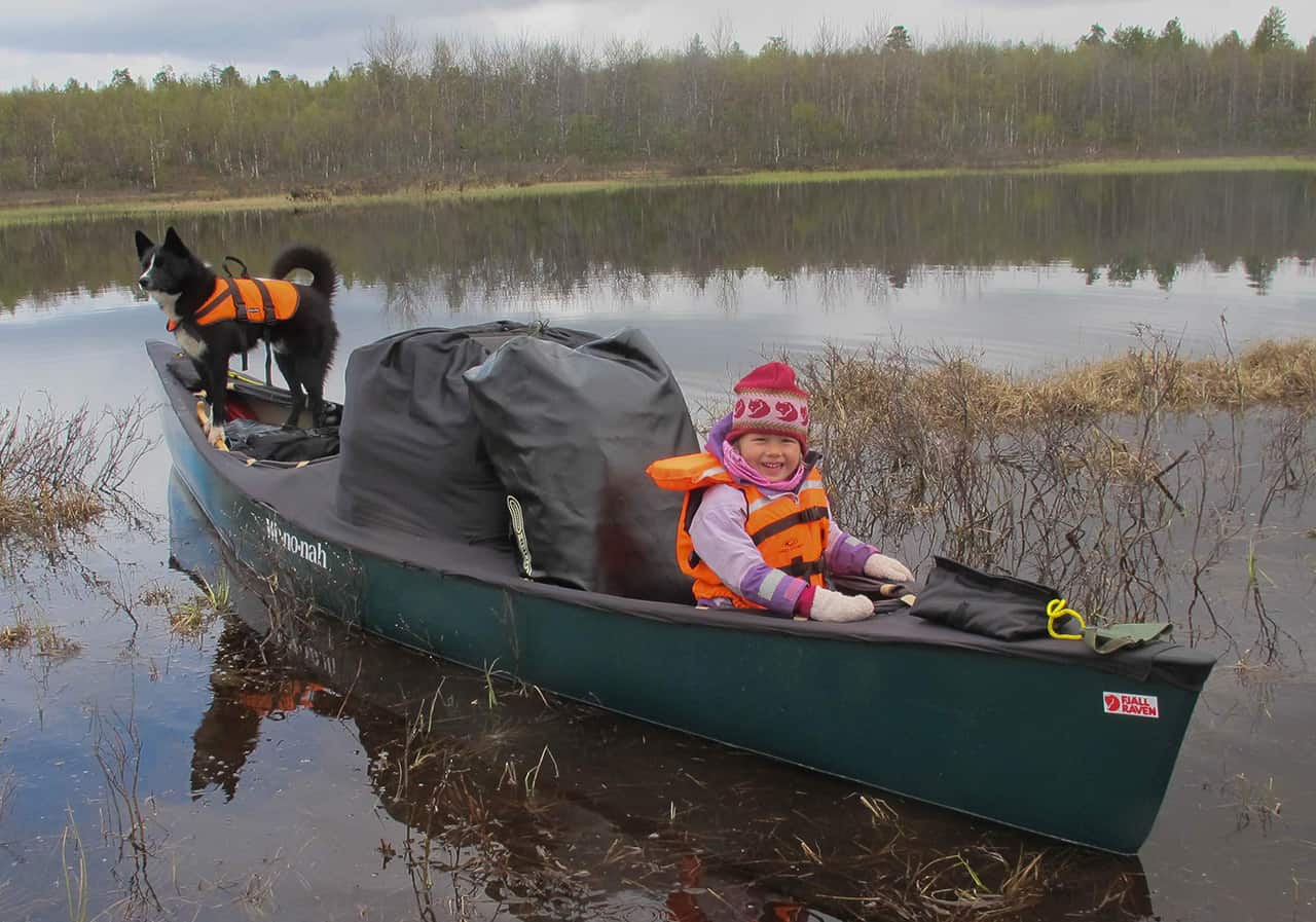 Hyggelig dag, Far og datter i Vildmarken, 45 dage i kano, Finland, kano Karen og Dino