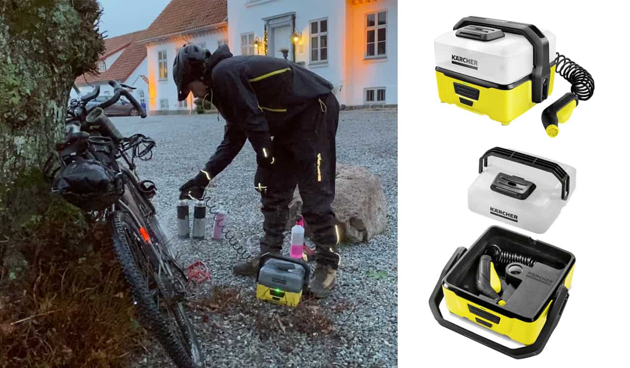Erik B. Jørgensen vasker bikepacking cykel. Højtryksrenseren til friluftliv/outdoor/træning, Kärcher OC 3 [Anmeldelse]