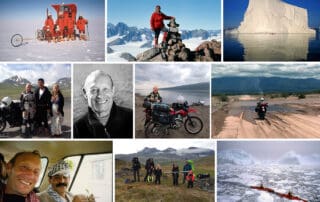 Collage af billeder, med John Andersen på tur/ekspedition, til: [Podcasts] Mød eventyrer John Andersen, genbesøger