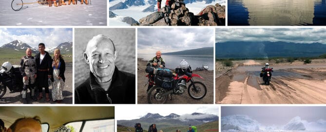 Collage af billeder, med John Andersen på tur/ekspedition, til: [Podcasts] Mød eventyrer John Andersen, genbesøger