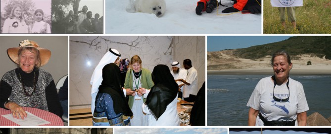 Collage af billeder af Birgith Sloth rundt i verden på eventyr, til [Podcasts] Mød eventyreren Birgith Sloth, vært Erik B. Jørgensen