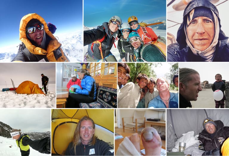 Collage af billede fra Jakob Urth ture og bjergbestigningsekspeditioner til [Podcasts] Mød eventyreren Jakob Urth, vært Erik B. Jørgensen