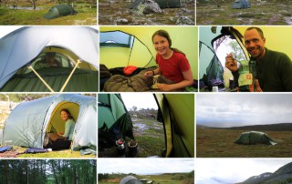 Billede collage af Erik B. Jørgensen teltet Oppland 2 LW på ture og ekspeditioner til indlægget Telt anmeldelse, Oppland 2 LW, fra Nordisk, på tur med Erik B. Jørgensen