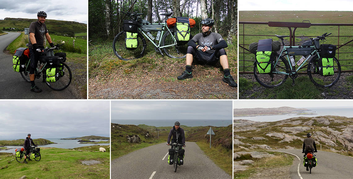 Erik B. Jørgensen på cykeltur på sin Surly, Straggler, med side tasker. Billeder fra Skotland og Irland.