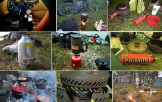 Billede collage af brænder i alle former til friluftsliv, til Valg af brænder til friluftsture, af Erik B. Jørgensen