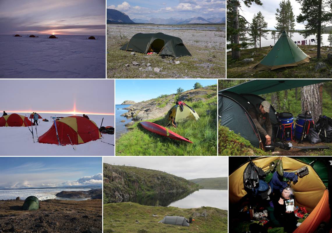 Valg af telt til friluftsliv, [Fif og råd]. Billeder af Erik B. Jørgensen mange forskellig teltet på mange forskellig friluftsture.