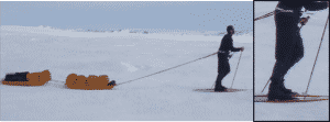 Løbebukser til vinterfjeldet og vandreturen, Erik B. Jørgensen går med ski og pulk på Grønlands Indlandsis
