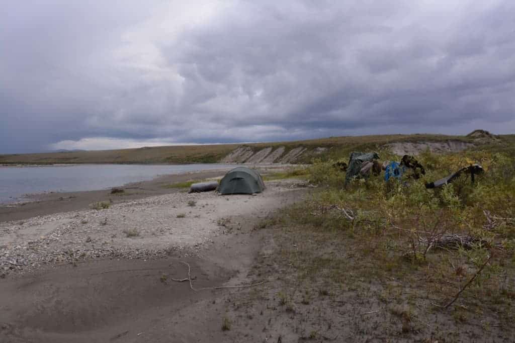Erik B. Jørgensen, lejr, Noatak River, Alaska